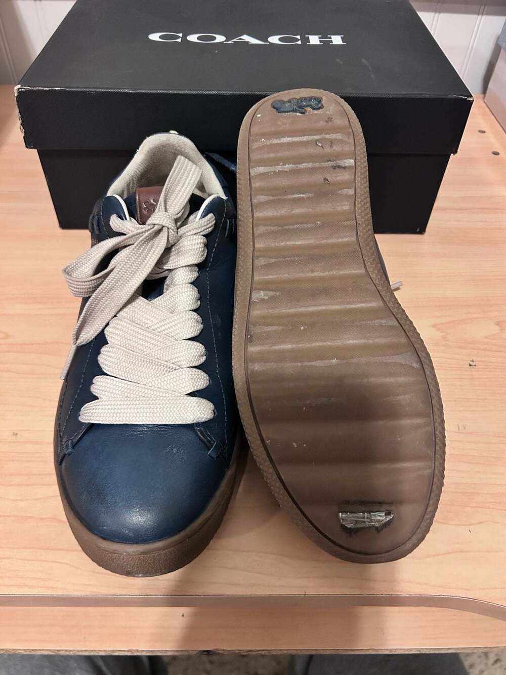 Coach LTHR CRFT C101 Denim Leather Sneakers Size 7.5 D - Picture 5 of 10